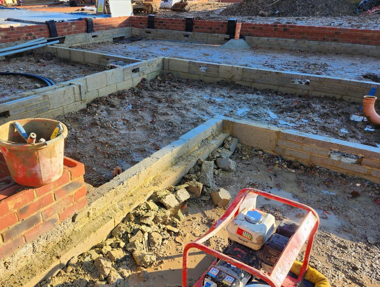 Substructure befor the block and beam floor